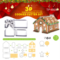 Ensemble d'emporte-biscuits en acier inoxydable 3D pour maison en pain d'épice de Noël, traîneau à renne, bonhomme de neige et arbre de Noël