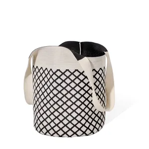 Trendy Knitted Bag Custom Knit Bag Wholesale Retro <strong>Striped</strong> Women'S Bucket Tote Bag Niche Fashion With Two Handles Open Closure - Product Image 3