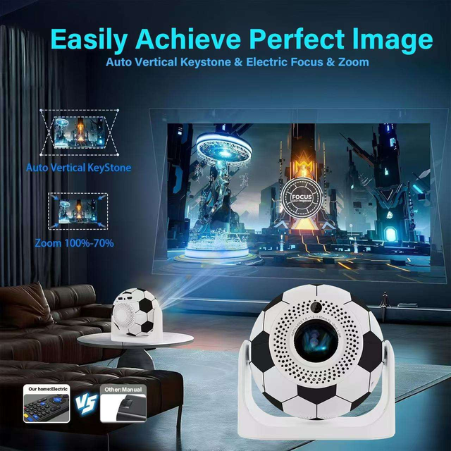JY360 720P Projector 360 Rotation Wireless Mini LED Auto Focus Built-in Speaker Portable Home Multimedia Video