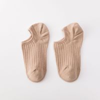 Chaussettes invisibles pour femmes, en coton pur, à double aiguille, motif uni, fines, antidérapantes, pour l'été, vente en gros