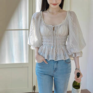 Collection Printemps-Été Éveil de la Nature, Vacances à l'Île, Broderie Florale Tridimensionnelle, Jupe Asymétrique Longue au Sol, Style Français - Product Image 5