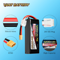 Batterie VANT FPV Batterie de drone 6S 22.2V 5200mah 75C Batterie Lipo RC en graphène Boîtier souple avec XT90 pour drones FPV UAV