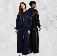 Ensemble de veste et pull pour homme, style streetwear, ample, léger, en polyester/coton, avec col montant et blocs de couleur contrastés, vente en gros