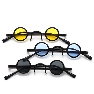 Men's Retro <strong>Round</strong> <strong>Frame</strong> Hip Hop Steampunk Women <strong>Sunglasses</strong> Small Size Available in White Brown and Gray PC Material - Product Image 1