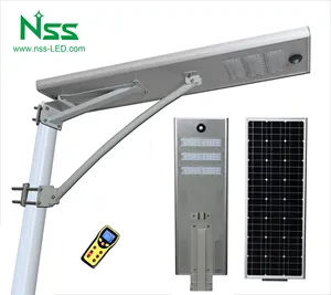 Farola led solar de 90w y 140lm/w para exteriores, todo en uno, sensor de movimiento de integración, para jardín