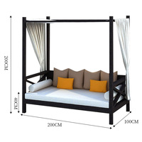 Sofa Daybed Bambu untuk Luar Ruangan, Halaman, Taman, Balkon, Pantai, Vila, Resort, Minimalis Modern, Nyaman, Tahan Cuaca