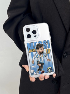 Coque de téléphone pour <span class=keywords><strong>iPhone</strong></span> 16/15/14/<span class=keywords><strong>13</strong></span>/12 ProMax, motif de joueur de football bleu et blanc, dégradé multicolore, coque personnalisée - Product Image 2