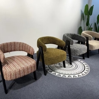 Fauteuil en tissu de style français, fauteuil individuel rembourré avec pieds en bois massif pour salon, café et zone de réception