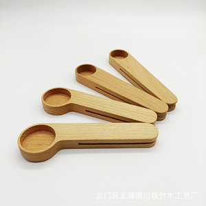 2 trong 1 đa chức năng bằng gỗ Đo muỗng và niêm phong Clip dài thìa cà phê Bao gồm muỗng muỗng muỗng cà phê muỗng cà phê cho cắm trại - Product Image 4