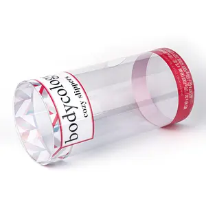 Body Skin Care Cosmetic Cylinder Packaging Plastic Printed Clear Plastic Cylinder Tube Container with Lid