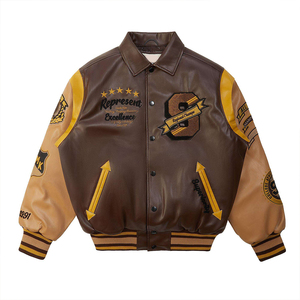 Oem Odm Leather <strong>Baseball</strong> Unisexvarsity Men's Jacket Custom Sleeve Oversized Embroidered Woolen Bomber Casual High Quality Jacket - Product Image 2