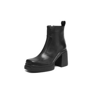 Nouvelles bottes à lacets en cuir véritable imperméable en peau de mouton et de veau avec fermeture éclair latérale, antidérapantes, durables, couleur unie, décontractées et chaudes - Product Image 1