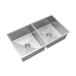 Évier de cuisine résidentiel double cuve carrée égalée, encastré sous plan, en acier inoxydable SUS304 brossé anti-traces de doigts, à profil profond et sur mesure - Product Image 3