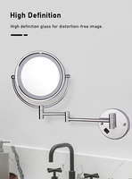 Miroir de maquillage mural pliable en acier inoxydable à double face personnalisé avec LED, finition chromée, grossissement 3X-10X