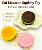 Jouet Squishy Macaron Gaufré Chat Mignon QY, Jouet Anti-Stress à Remontée Lente, Cadeau Décoratif pour Enfants
