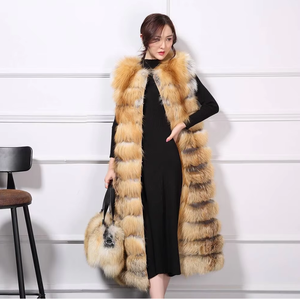 New Style Wholesale Modern Design Fluffy Fur Vest <strong>Girls</strong> Women <strong>Long</strong> Real Fox Fur <strong>Gilet</strong> - Product Image 5