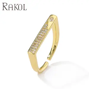 RAKOL RP5093 perhiasan Fashion cincin baja tahan karat perhiasan wanita bentuk kunci cincin dapat disesuaikan cincin kustom untuk pria