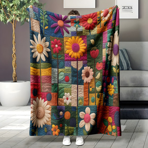 Vibrant Psychedelic Leaf Print Throw Blanket Rectangular Polyester Cotton Home Decor Modern Style Four Seasons Use - Product Image 4
