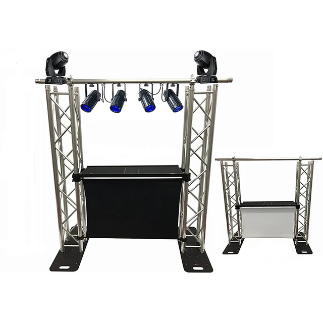 DJ Event Facade White/Black Scrims Aluminum Truss Booth 6.56' Arch Truss System Detachable Metal Table and Facade