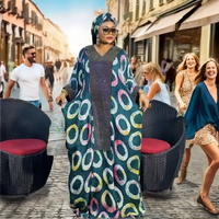 Nouvelle Robe Kanga Africaine Imprimée Décontractée et Ample pour Femme, Grande Taille, Style Ethnique, Motif Diamant, Idéale pour les Fêtes, Collection Été, Robuste et Disponible en Stock