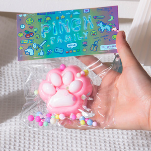 <span class=keywords><strong>RJ</strong></span> mignon patte de chat avec fourrure soulagement du Stress Squishy jouet Fidget jouet Mini Kawaii rose chat pied Super doux soulagement du Stress jouets pour enfants - Product Image 1