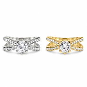 Anello di Proposta a Doppia Fila con Zirconi Traforati a Otto Punte per Donne, Gioiello da Dito Classico e Scintillante - Product Image 1