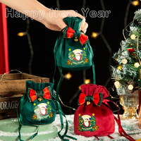 Joyeuses fêtes Bowknot cordon de serrage sacs-cadeaux de noël décoration économique pas cher décorations de noël avec ruban