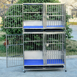 EUR PET toptan yeni tasarım çift kapılar yüksek kalite paslanmaz istiflenebilir çelik köpek kafesi katlanabilir köpek kafesi - Product Image 2