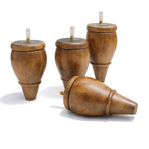 Pieds de meubles en bois massif tournés courts et robustes pour canapé, chaise, table - Style classique, personnalisable OEM, pour salon, fabriqué au Vietnam - Product Image 1