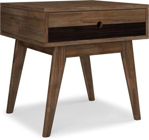 Natural Acacia Wood Mid-Century Modern Nightstand Tapered Legs <strong>Rustic</strong> <strong>Bedside</strong> <strong>Table</strong> for Small Spaces - Product Image 1