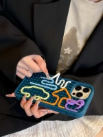 Coque de téléphone en silicone avec bande de puzzle de dessin animé créative pour 17/16/15 Pro Max/14/11 avec protection à 360 degrés et antichoc