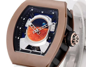 Reloj Tourbillon Mecánico Multifuncional de Astronauta Marrón de Lujo y Alta Calidad - Product Image 2