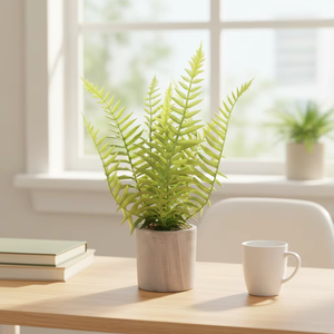Plante artificielle de fougère de Boston dans un <span class=keywords><strong>pot</strong></span> gris, faux bonsaï de fougère, décoration pour la maison, le bureau, le dessus de table - Product Image 6