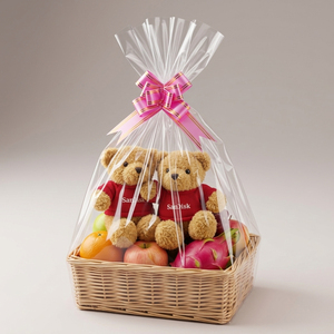 Grand sac en cellophane transparent plat OPP avec nœud de fermeture, sacs en cellophane haute brillance pour paniers-cadeaux et emballages de paniers de fruits - Product Image 1