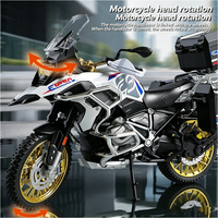 Nouvelle moto miniature modèle 1/10 BWM GS1250 ADV en alliage, jouet de simulation avec son et lumière, direction de la roue avant, pour garçons