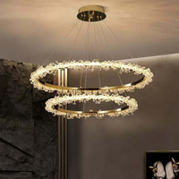 Lustre suspendu de luxe pour salon, lampe à suspension en cristal en forme d'anneau, en aluminium, moderne, simple, créatif, décoration de chambre à coucher, lustre circulaire