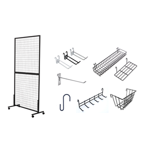 Dây màu đen gridwall tấm hai-đôi t-cơ sở tháp di động Floorstanding nghệ thuật & thủ công hiển thị công bằng giá với bánh xe và chân - Product Image 6