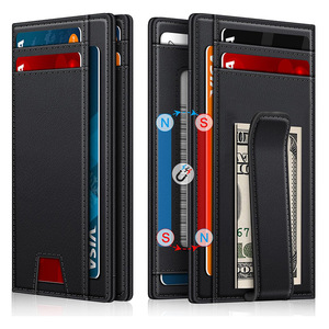 <b>Men's</b> Genuine Leather <b>Wallet</b> Multi-Card Slot Ultra-Thin Bi-Fold Business Minimalist Everyday Use <b>Black</b> - Product Image 1