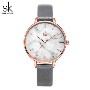 SHENGKE cadran en marbre visage Simple <span class=keywords><strong>femme</strong></span> montres-bracelets femmes Vintage PU/acier inoxydable cuir <span class=keywords><strong>montre</strong></span> à Quartz stock up - Product Image 1