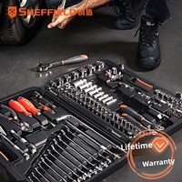 Ensemble d'outils de réparation automobile multifonctionnel Steel Shield avec clé à cliquet, jeu de douilles, boîte à outils, garantie à vie CRV