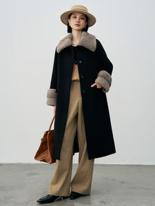 Ventes en gros à bas prix, <span class=keywords><strong>manteau</strong></span> en <span class=keywords><strong>laine</strong></span> mérinos et fourrure de vison pour femmes, début d'automne 2025, <span class=keywords><strong>manteau</strong></span> en <span class=keywords><strong>laine</strong></span> <span class=keywords><strong>beige</strong></span> d'hiver - Product Image 5