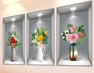 <span class=keywords><strong>D</strong></span>écoration Murale pour Maison, Stickers Muraux PVC Imperméables, Autocollant Mural Pot de Plante Artificielle 3D - Product Image 6