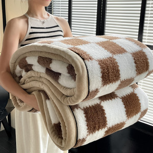 Coral Fleece Decken, Ultra Soft Throw Decken für den Winter,Warm Fluffy Checkerboard Decke für Couch und Sofa - Product Image 4