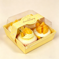 Caja para Pastel Personalizada, Impresa, de Calidad Alimentaria, de Papel Kraft Blanco, Transparente, para Pastel Suizo, Bandeja para Empacar Productos Horneados