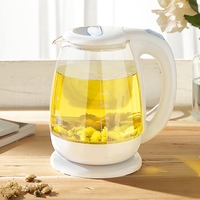 Bouilloire électrique sans fil durable à base rotative à 360 degrés, antidérapante, avec rangement pour le cordon d'alimentation, en verre transparent, 5 couleurs, pour usage hôtelier
