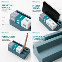 Calendrier de bureau en plastique, calendrier perpétuel créatif, ornement de bureau, réversible, vente en gros, forme carrée