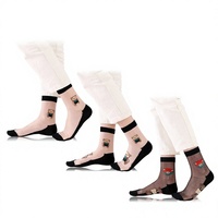 Collants fins mi-mollet en soie cristalline, doublés coton, absorbants la transpiration, pour femme, série dessin animé sexy, vente directe usine
