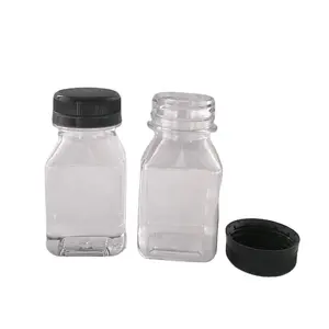 BPA自由2/3.3/ 4/5盎司小方派对饮料果汁射瓶，小能量射瓶包装瓶