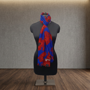 Women's Long Reversible Camouflage <b>Scarf</b> Blue <b>Red</b> Polyester Digital Printing All Seasons Daily Wear - Product Image 2