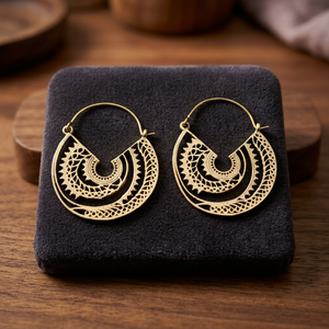 Boucles d'oreille pendantes en laiton, de style Tribal indien, rondes et colorées - Product Image 2